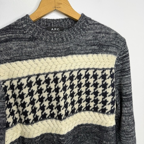 A.P.C. Houndstooth Wool and Mohair Blend Knit Sweater - Picture 3 of 6